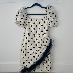 Polka Dot & Feathered 80s style mini dress